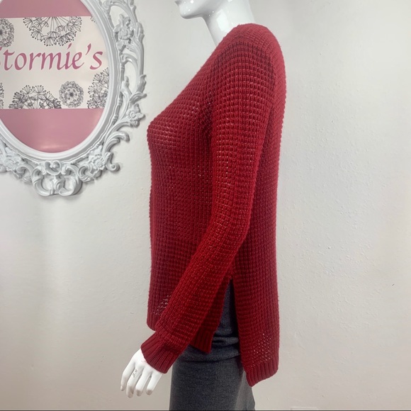Jack by BB Dakota /Deep Red Crochet Hi Low Sweater - Picture 4 of 8